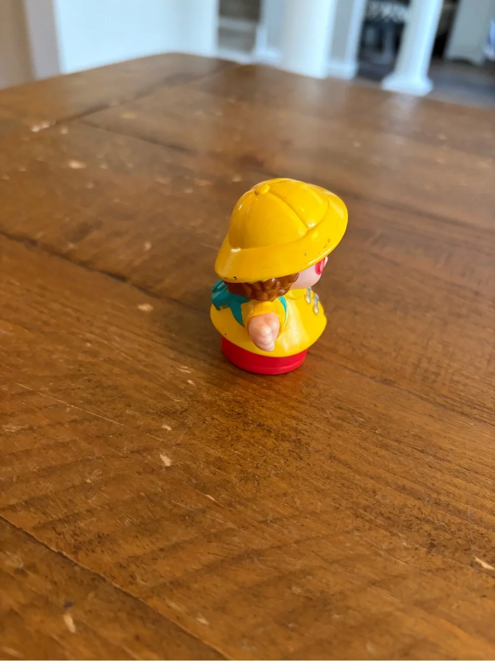 Fisher Price Little People schoolgirl Maggie in raincoat  as is